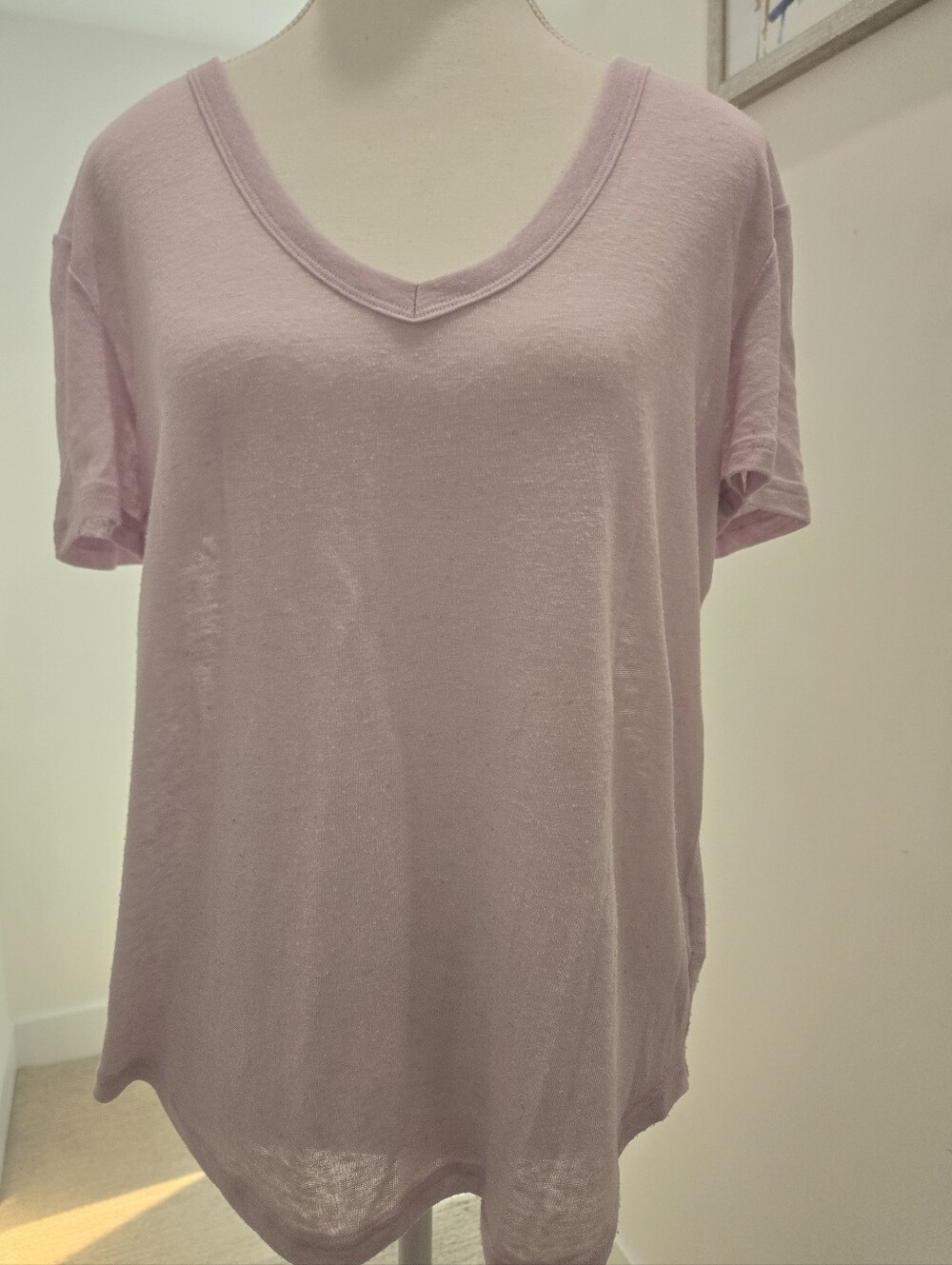 GAP Linen Blend Lilac/Pink V-Neck Short Sleeve Tee